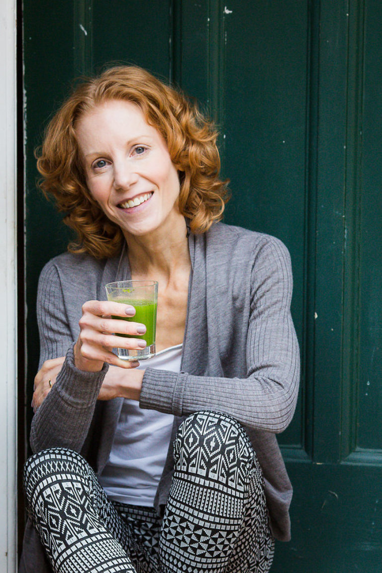 Christine portrait outdoors green juice